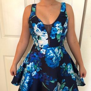 Short V-Neck Floral Homecoming Dress